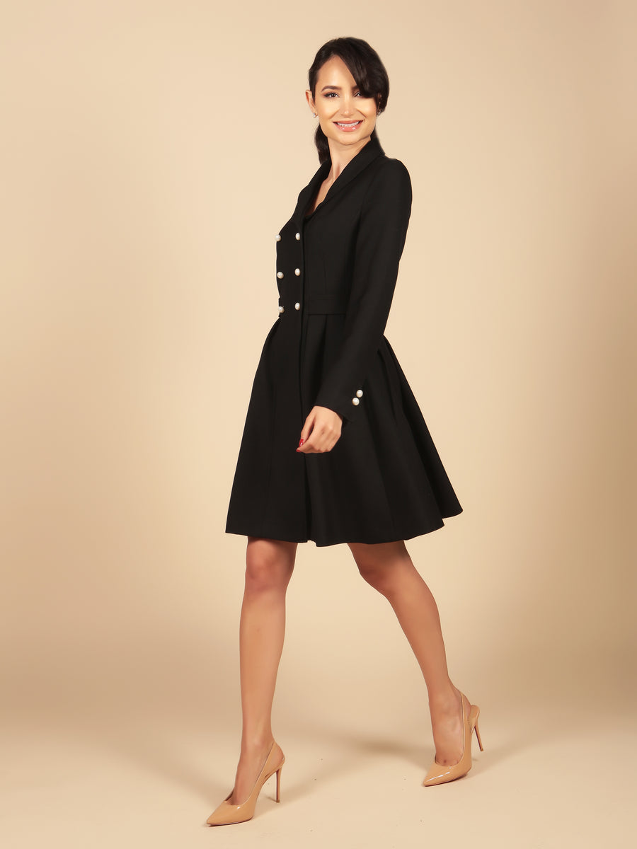 Casablanca' Wool Tweed Dress Coat in Nero – Santinni