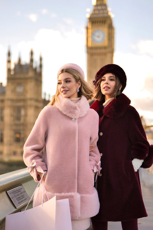 'Lola' Wool Coat in Rosa