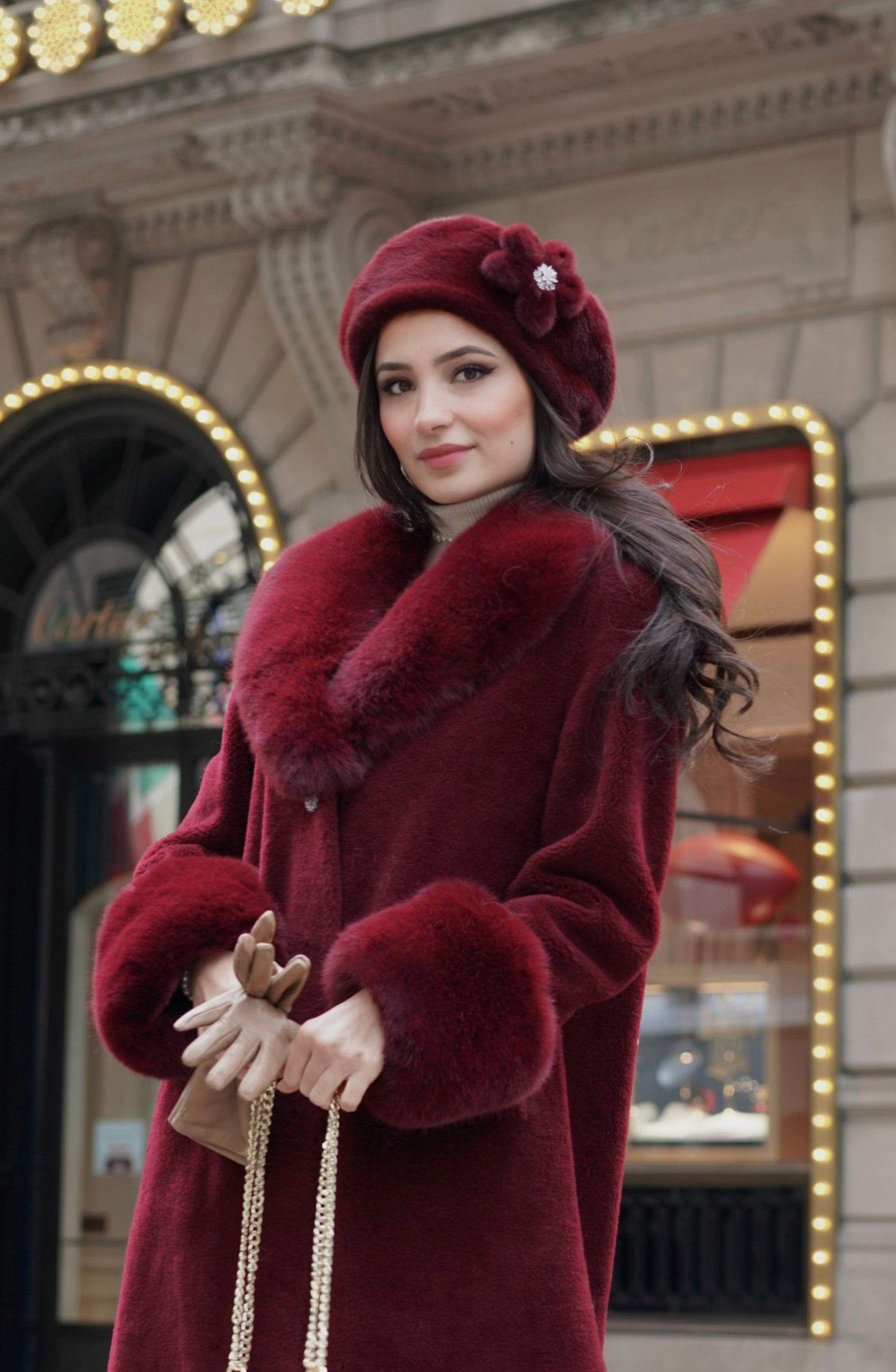Marilyn' Wool Swing Coat in Rosso – Santinni
