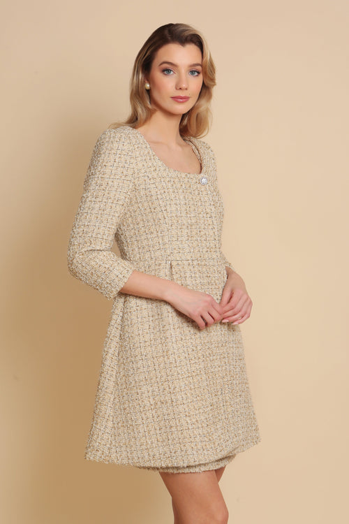 Last Chance 'Casablanca' Wool Tweed Dress Coat in Oro