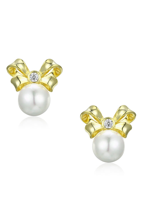 'Viscountess' Bow and Pearl Gold-Plated Silver Earrings