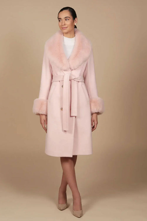 'Marlene' Cashmere and Wool Coat in Rosa