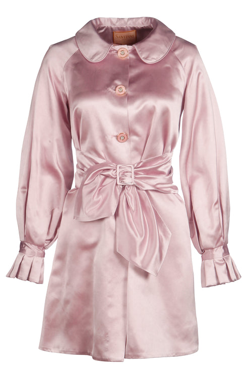 LIMITED EDITION 'Golightly' Silk Duchess Evening Coat in Rosa