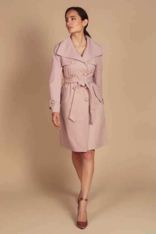 'Malena' Cotton Trench in Polverosa Rosa