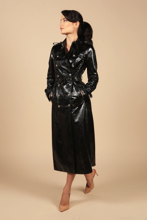 LIMITED EDITION 'Indiscreet' Leather Trench Coat in Nero