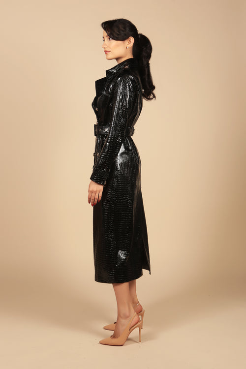 LIMITED EDITION 'Indiscreet' Leather Trench Coat in Nero