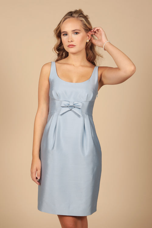 'Sabrina' Silk and Wool Dress in Blu