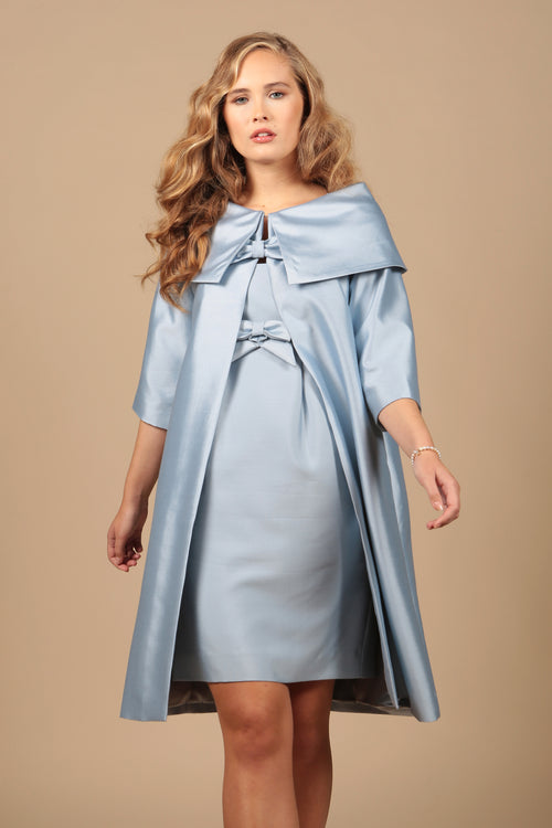 SS 'Waldorf' Silk and Wool Dress Coat in Blu