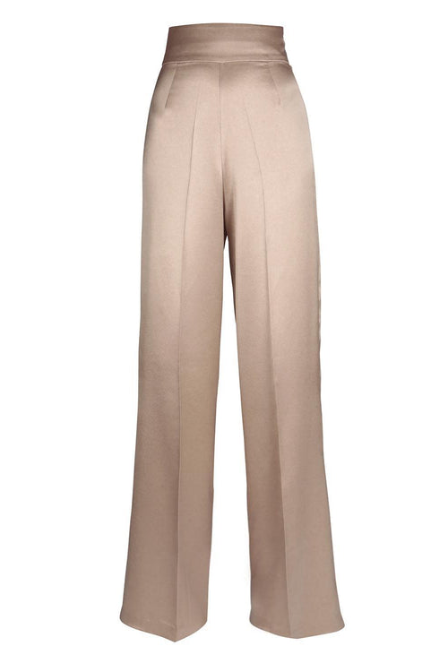 LIMITED EDITION 'Jolie' Heavy Silk Palazzo Trousers in Ostrica