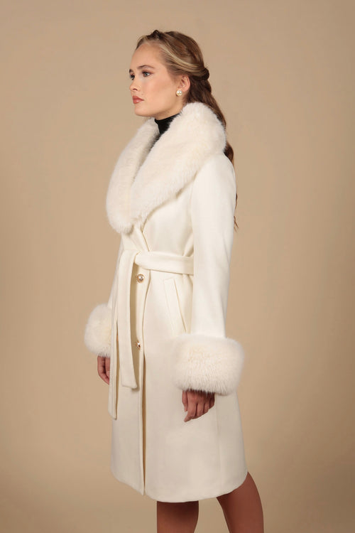 Ladies white wool coat best sale