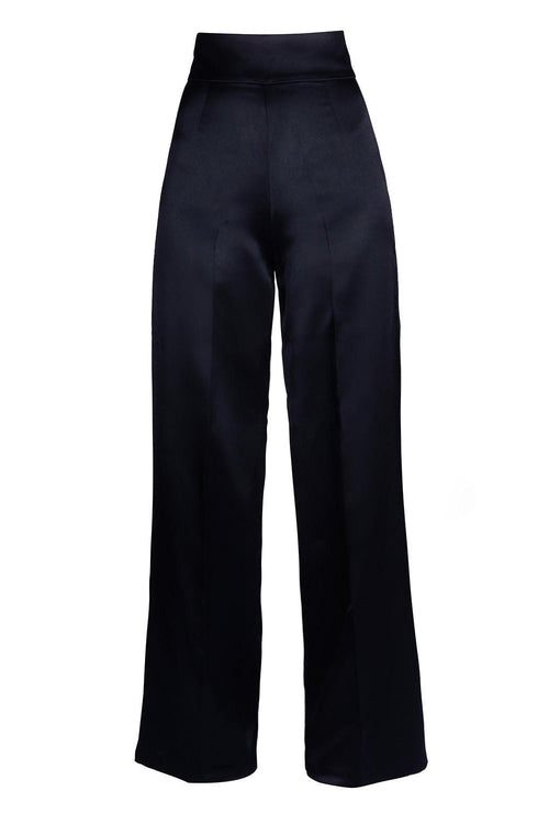 LIMITED EDITION 'Jolie' Heavy Silk Palazzo Trousers in Blu