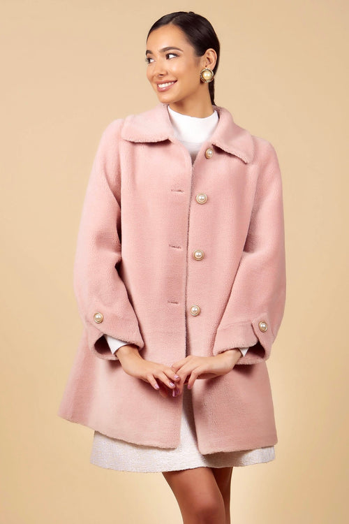 'Amore' Teddy Wool Coat in Rosa