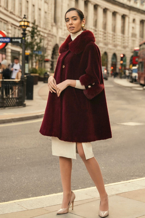 'Marilyn' Wool Swing Coat in Rosso