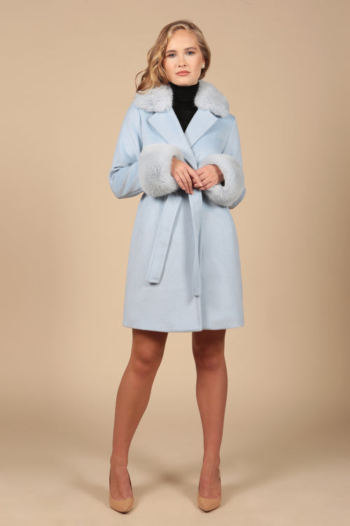 'Rear Window' Cashmere and Wool Coat in Blu