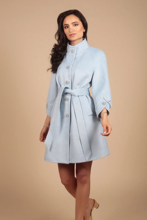 'Taylor' Cashmere and Wool Coat in Blu