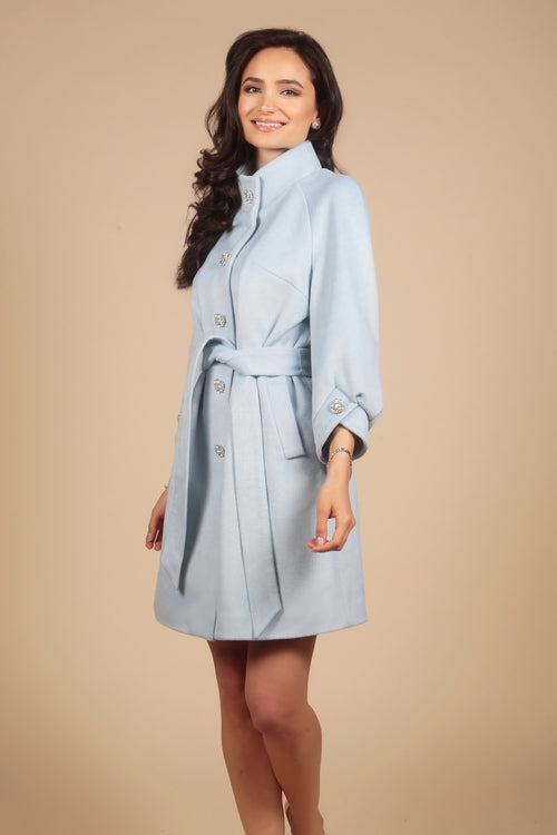 'Taylor' Cashmere and Wool Coat in Blu