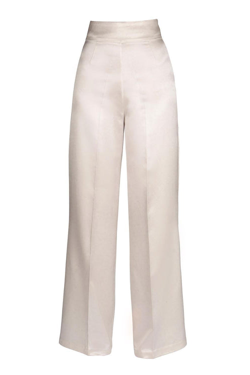 LIMITED EDITION 'Jolie' Heavy Silk Palazzo Trousers in Bianco