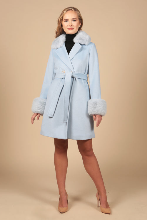 'Rear Window' Cashmere and Wool Coat in Blu